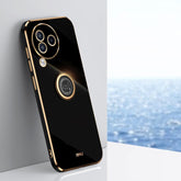 XINLI Straight Edge 6D Electroplate TPU Phone Case with Ring Holder